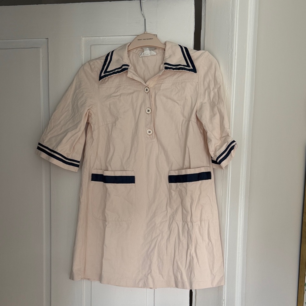 Tuckernuck pomander place Ivory Sailor Collar Tunic dress with Navy Trim